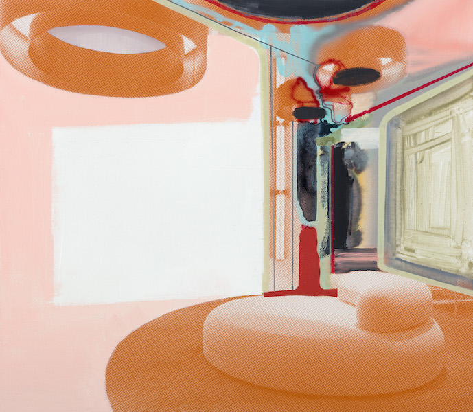 Wolfgang Ellenrieder: Soft cell, 2020, Pigmentdruck und Öl auf Nessel, 41 x 47 cm

